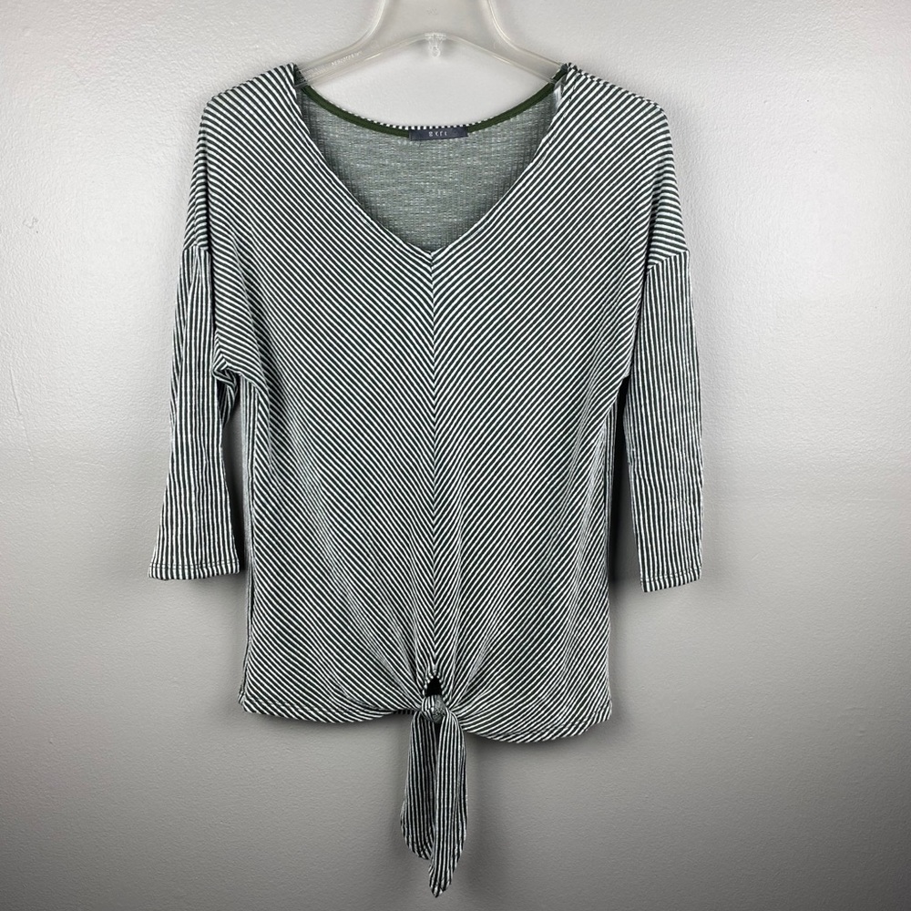 gyft Striped Long Sleeve Tied Top